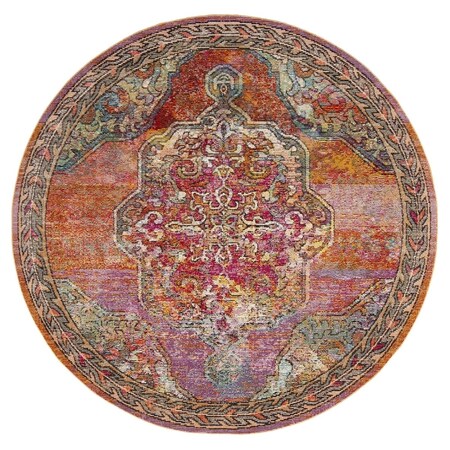 Safavieh 4 x 4 ft. Crystal Power Loomed Round Area Rug; Orange & Light Blue CRS502A-4R